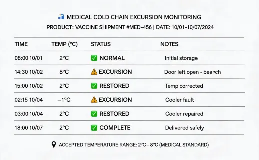 Cold chain excursion chart